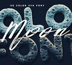 2个月球表面纹理英文SVG字体(土黄/灰色两种颜色)：Moon Color Font